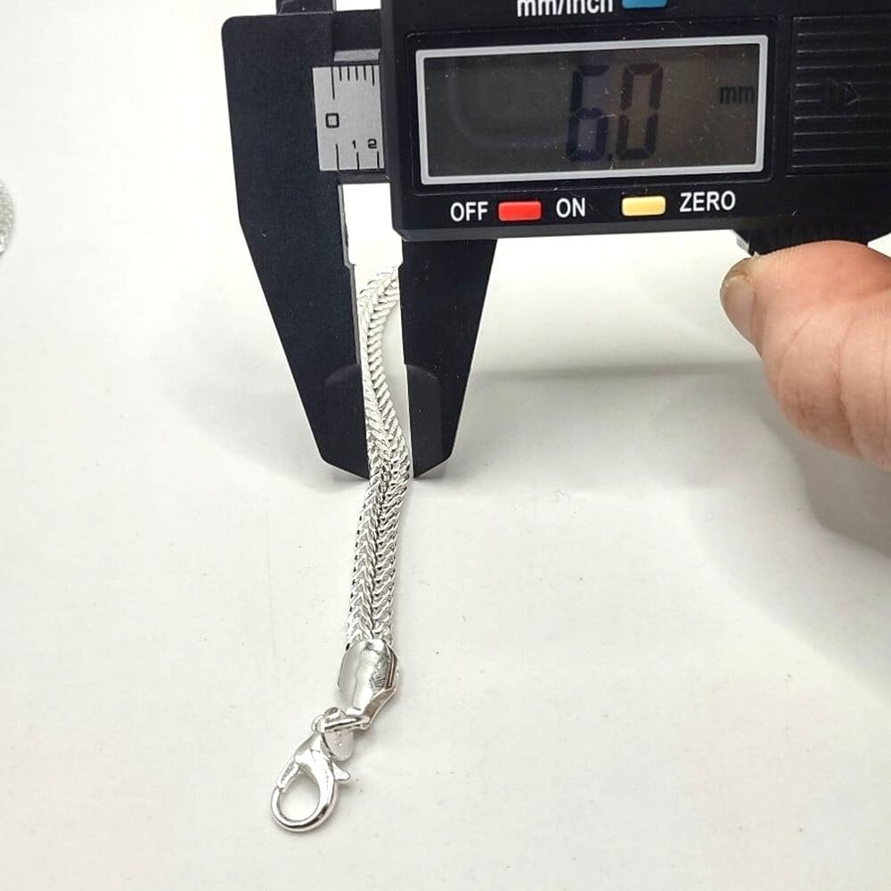 925 Silver Necklace & Bracelet Set Braided 6MM Chain Vintage Fashion Gift NEW - Picture 5 of 6